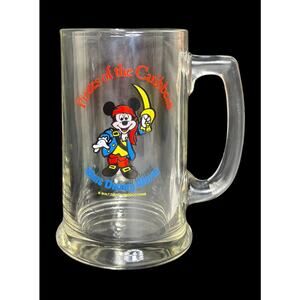1970's Walt Disney Productions Disney World Pirates of the Caribbean Glass Mug
